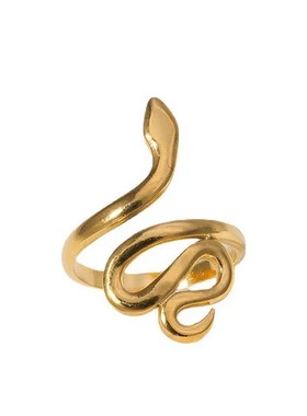 跨境欧美钛钢戒指女个性小众蛇形开口指环复古时尚不锈钢工厂