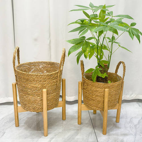 简约木质花架客厅落地式大花盆支撑架阳台植物摆放架组合托架盆栽