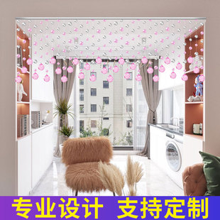珠帘水晶门帘客厅隔断帘家用过道玄关餐厅门帘挂饰轻奢免打孔新款
