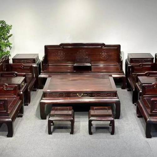 新中式实木沙发客厅2024新款老挝大红酸枝全套家具组合大户型别墅