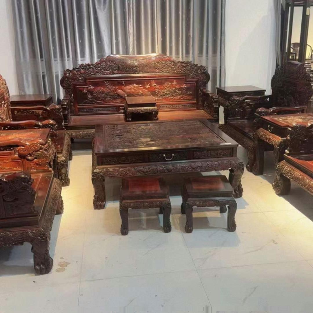 红木沙发大红酸枝财源滚滚交趾黄檀老挝大红酸枝中式客厅古典家具