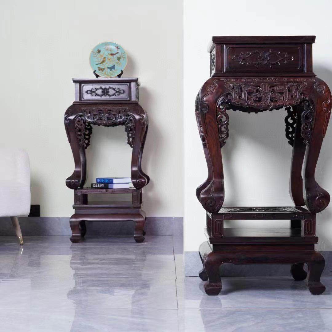 老挝大红酸枝中式红木花架交趾黄檀花架花几盆景架摆件架置物架子,住宅家具,红木边桌几类,淘宝优惠券,粉丝福利购,淘宝优惠卷