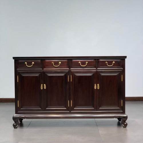 大红酸枝雕花餐边柜红木家具茶水柜中式复古实木酒水柜碗柜储物柜