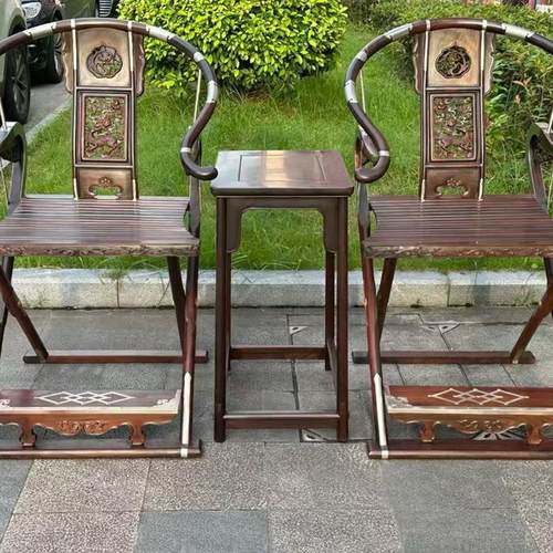 红木家具交趾黄檀中式交椅大红酸枝头把交椅红酸枝折叠椅