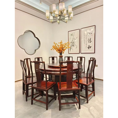 非洲小叶紫檀138.158.178.198圆餐桌红木家具古典家具大餐桌