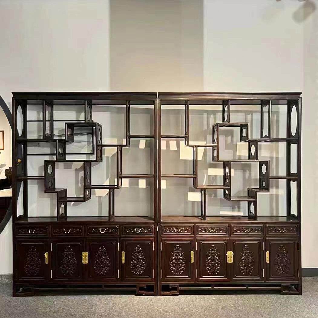 红木家具老挝大红酸枝博古架实木多宝阁茶叶展示柜置物架客厅隔断