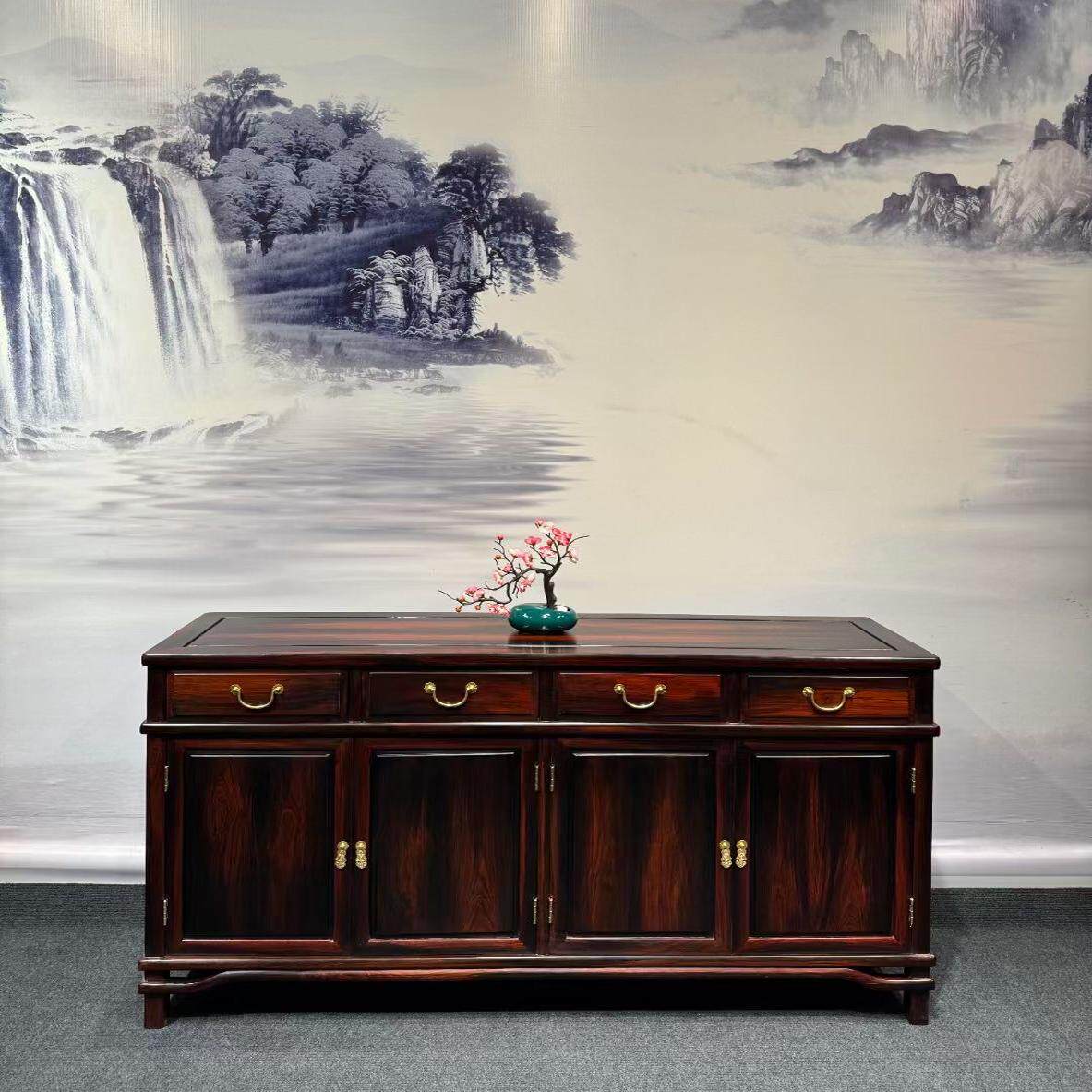 老挝大红酸枝茶水柜中式红木家具交趾黄檀餐边柜全实木置物收纳架