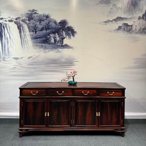 老挝大红酸枝茶水柜中式红木家具交趾黄檀餐边柜全实木置物收纳架