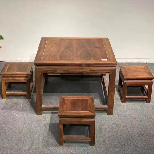 厂家老挝大红酸枝木四方官帽椅餐桌交趾黄檀八仙桌休闲桌明清家具