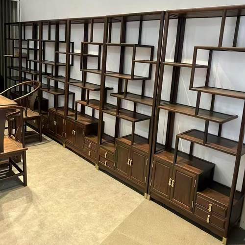 博古架实木新中式大红酸枝客厅隔断茶叶玄关摆件展示柜多宝阁定制