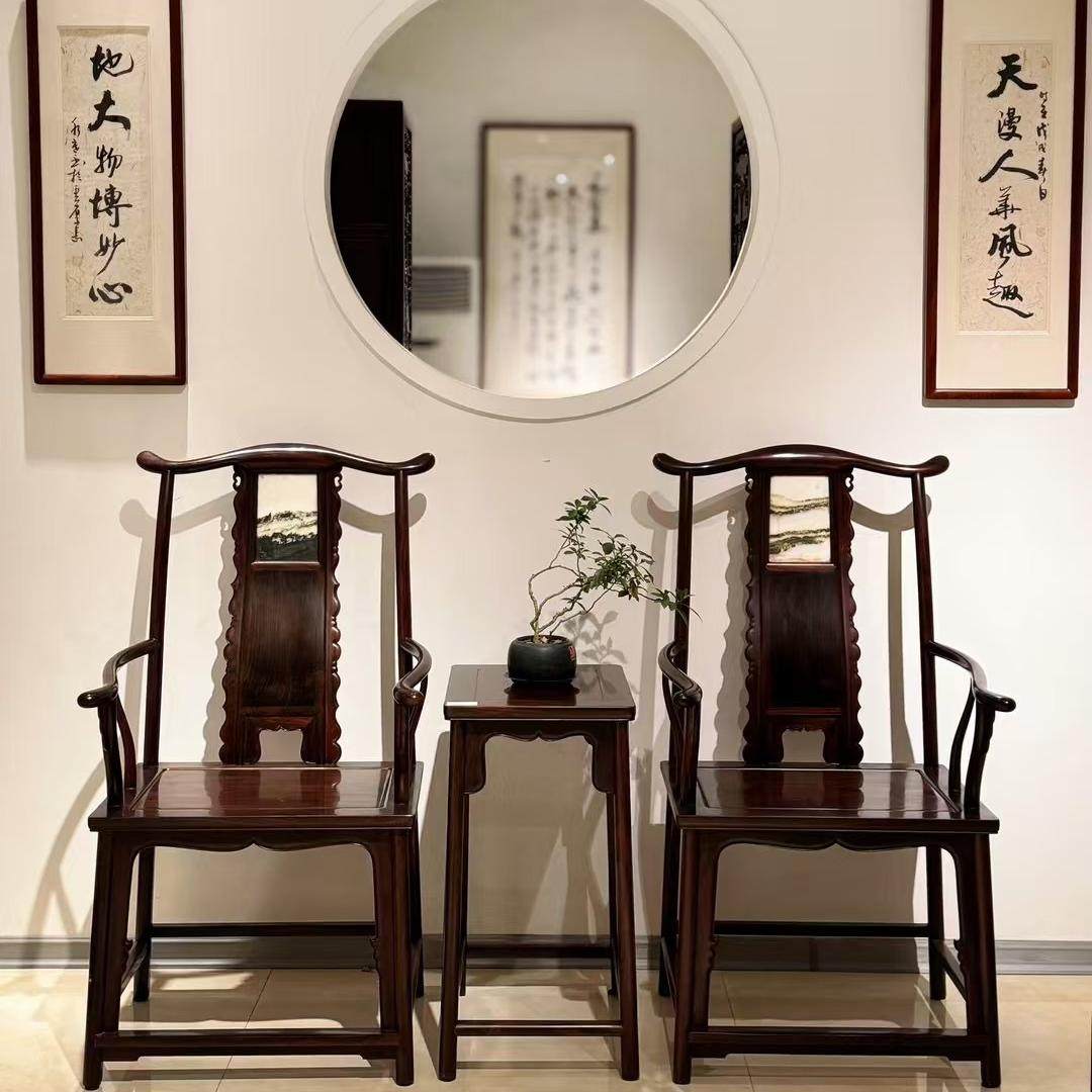 大红酸枝明式红木家具交趾黄檀官帽椅三件套中式主人椅休闲茶椅子,住宅家具,红木椅凳,淘宝优惠券,粉丝福利购,淘宝优惠卷
