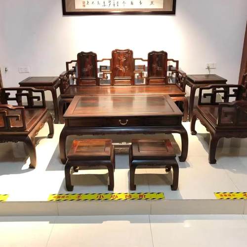 新中式大红酸枝木实木沙发中式现代古典红木家具客厅全套2024新款