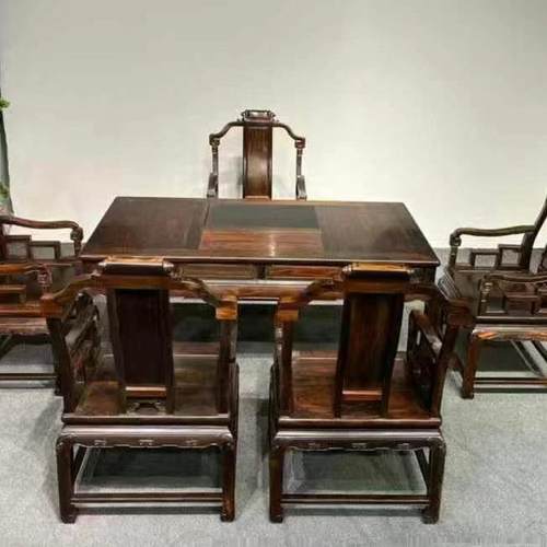 老挝大红酸枝茶桌 中式泡茶桌 办公茶桌 围椅 实木茶台 红木家具