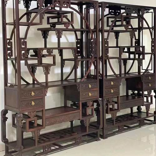 老挝大红酸枝实木交趾黄檀博古架中式仿古多宝阁茶具架展示柜收藏