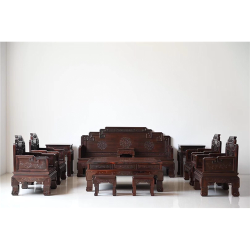 大红交趾酸枝全套沙发原木