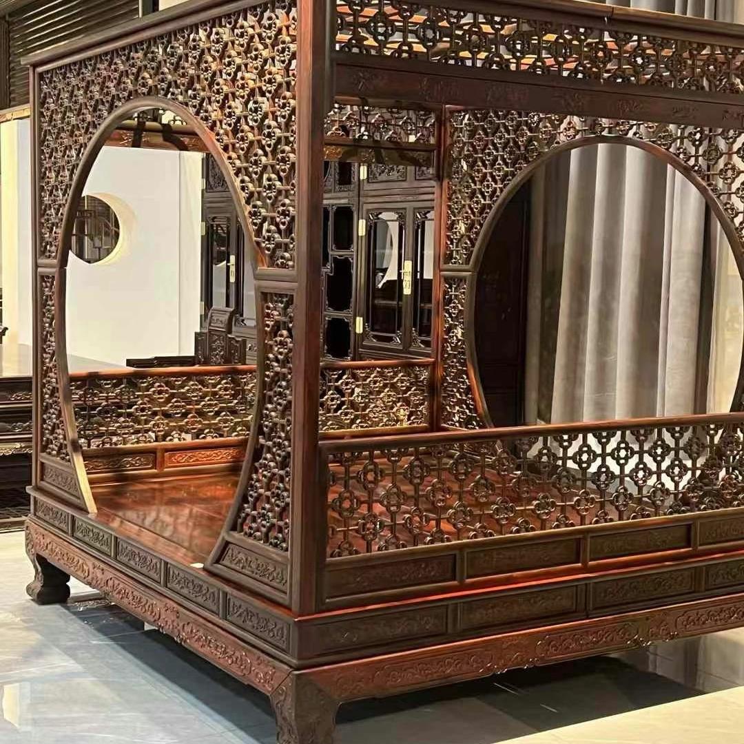 红木家具大红酸枝千工拔步床实木中式仿古架子床婚床双人床雕花