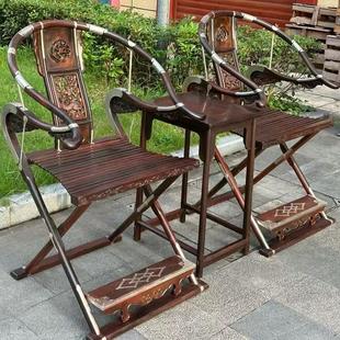 红木家具大红酸枝头把交椅交趾黄檀圈椅围椅实木中式折叠休闲椅