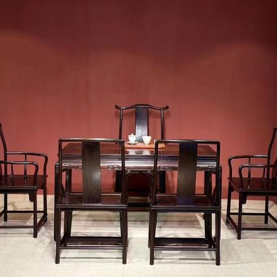 名贵红木家具老挝大红酸枝泡茶桌椅六件套组合实木办公客厅茶艺桌