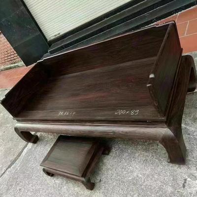 老挝大红酸枝独板罗汉床两件套交趾黄檀红木家具明清烫蜡工艺床