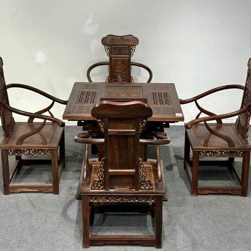 红木茶桌大红酸枝茶桌椅组合古典交趾黄檀干泡茶台新中式茶几家具