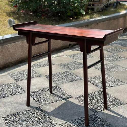 老挝大红酸枝1.8米老料独板马蹄足条案交趾黄檀条桌书房明式家具