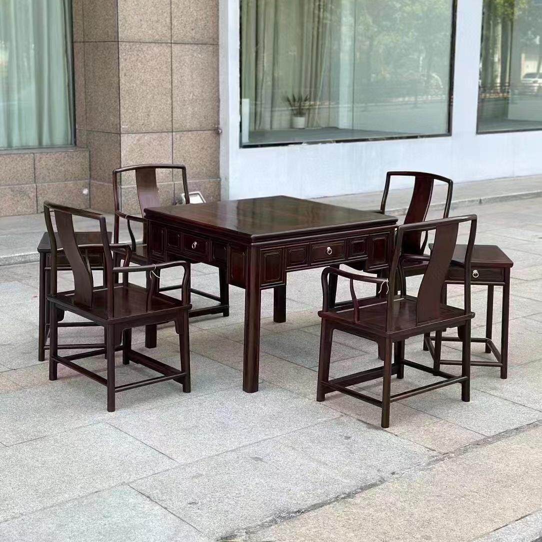 大红酸枝实木麻将机全自动低音麻将桌餐桌一体两用电动家用麻将机