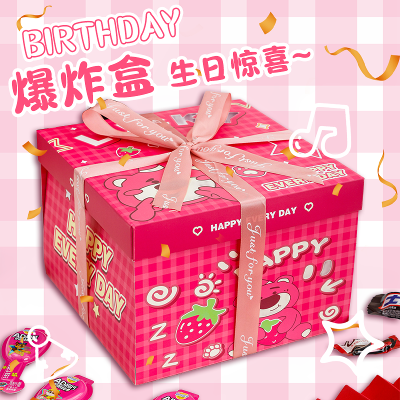 粉色创意生日礼盒惊喜盒子