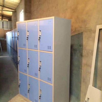 辽宁沈阳蓝色九门凭证铁皮文件柜 9门办公资料柜办公室柜子存包柜