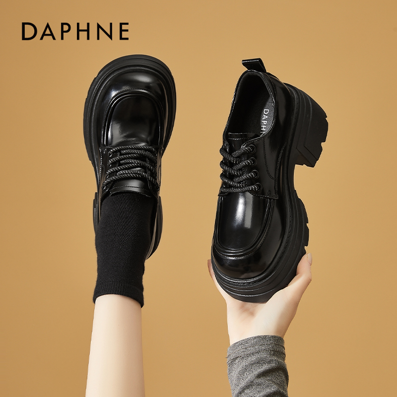 达芙妮厚底乐福鞋英伦风小皮鞋