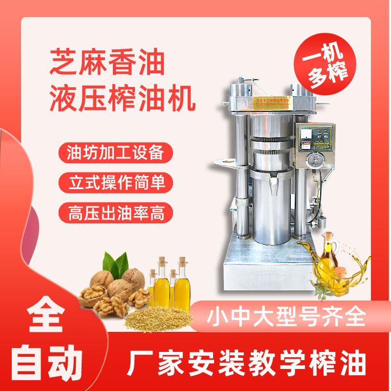 全自动榨油机厂家安装教学油坊中型芝麻香油机设备核桃液压榨油机