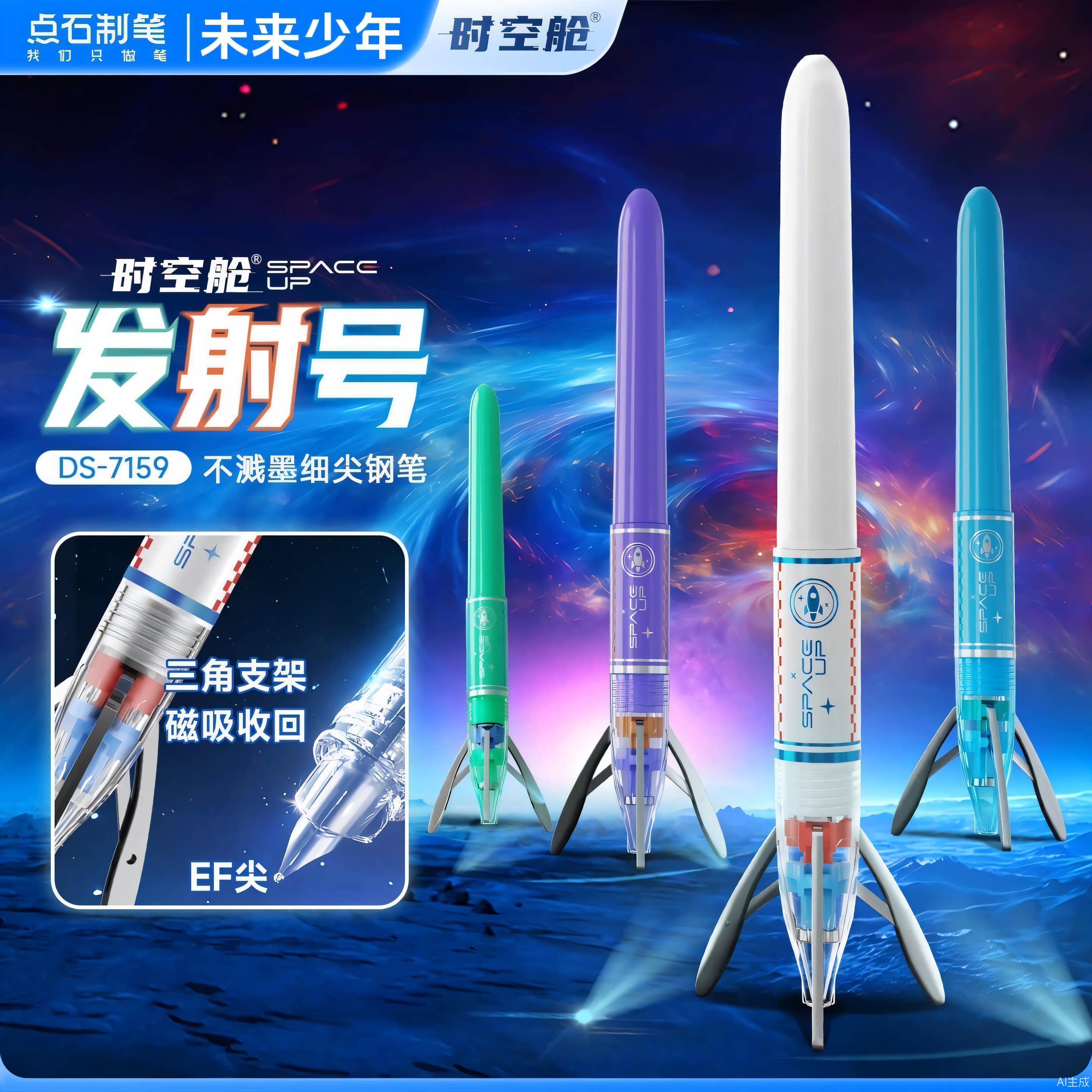 点石时空舱发射号不溅墨细尖钢笔图片