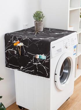 黑色大理石印花冰箱防尘罩单开对开门冰箱盖布洗衣机盖巾