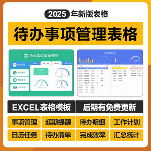 2025年工作项目计划待办事项管理excel表格系统软件项目代办模板
