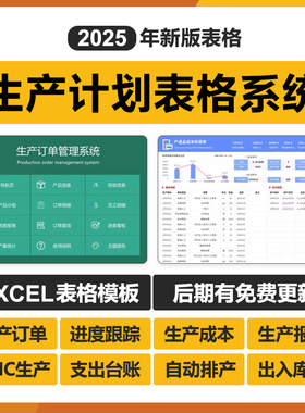 2025新生产计划管理Excel表格系统PMC生投产物料控制订单跟踪进度