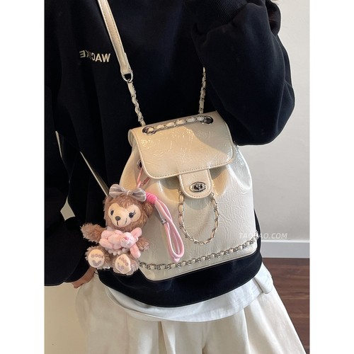 高级感洋气小众女式双肩包2025新款夏季百搭链条后背包迷你小书包