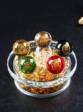 五路财神阵水晶球摆件金木水火土五行运珠客厅店铺装饰礼品保平安