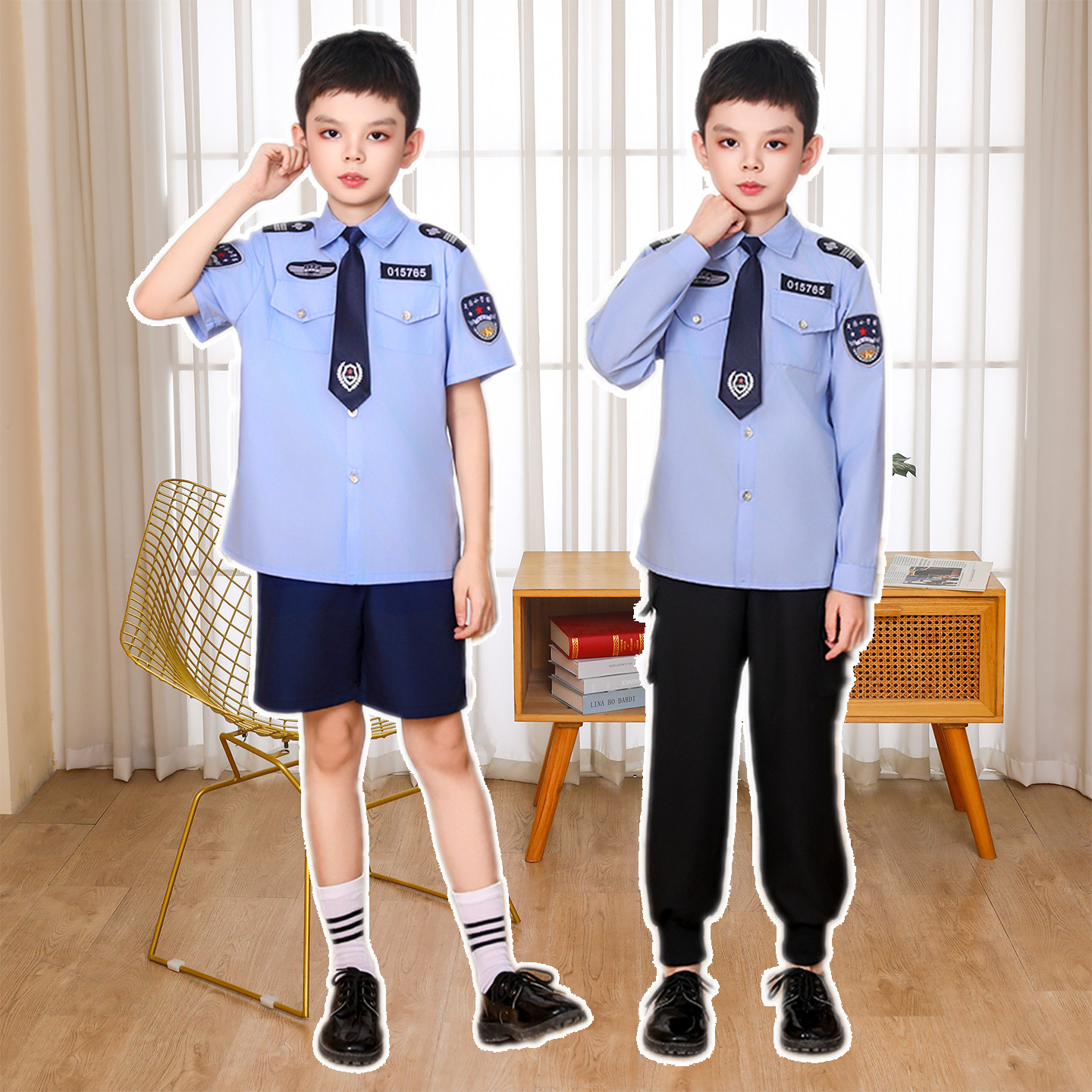 儿童警察服表演服男女生小交警公儿童演出服