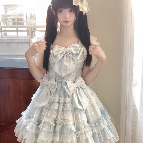 雪顶娃娃原创设计新品Lolita洋装doll感芭蕾风jsk吊带连衣裙