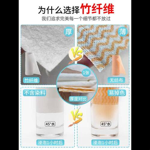 比思达竹纤维洗碗布百洁布家务清洁厨房抹布不掉毛干湿两用