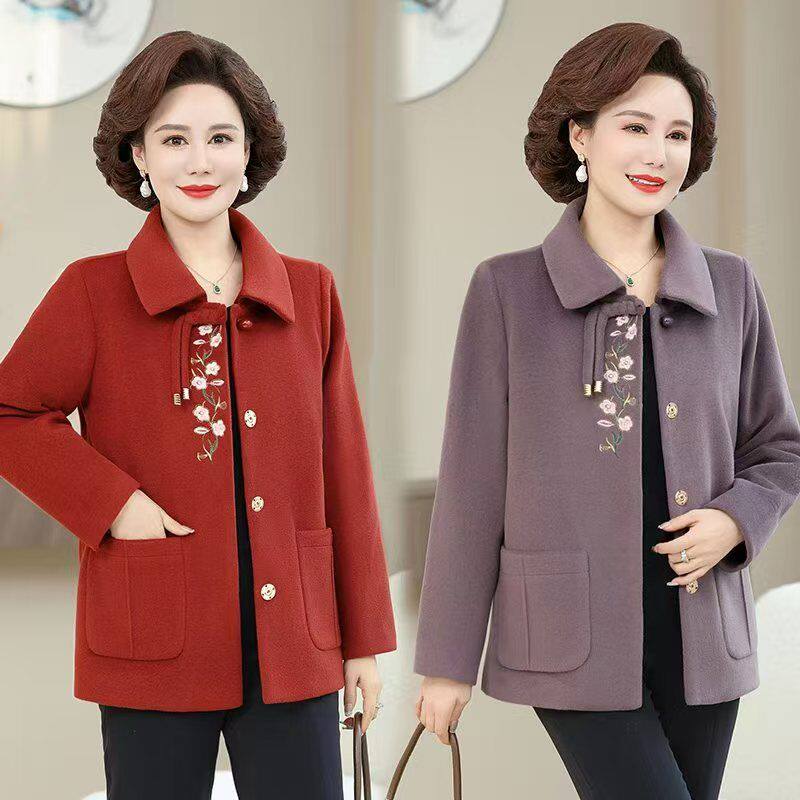 中年妈妈春装短款外套中式高档洋气新款中老年国风女装春秋上衣女