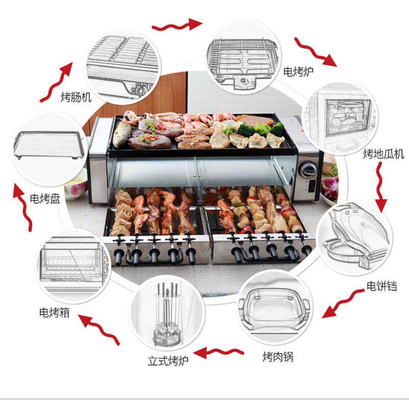 电烧烤炉子家用无烟烤肉炉全自动旋转烤串机户外烧烤机商用烧烤架