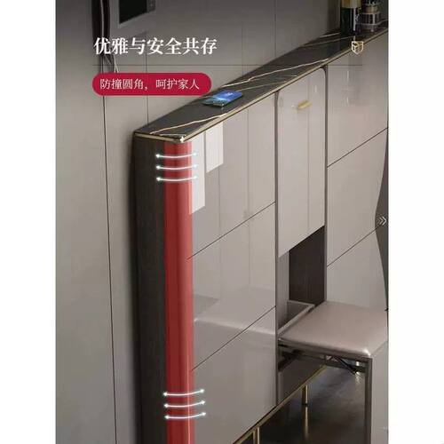意式轻奢超薄亮光翻斗鞋柜17cm极窄家用门口入户靠墙玄关凳子一体