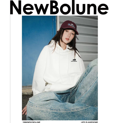 NEWBOLUNE 新百伦美式复古圆领卫衣男女秋冬宽松休闲百搭情侣上衣