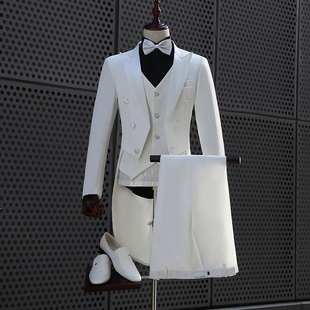 团队艺考大合唱舞台演出服 表演礼服套装 2024年男士 白色燕尾服修身