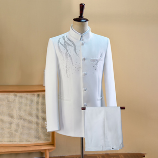 演出服男舞台民族中山装大合唱中式主持歌手活动表演服装年会礼服