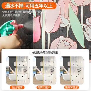 装万家简约黑色波点装饰浴室隔断玻璃门贴纸窗户透光不透人防窥膜