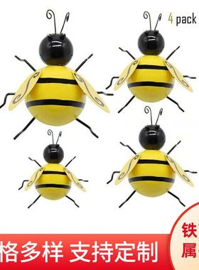 亚马逊跨境美式铁艺金属蜜蜂装饰 田园风大蜜蜂墙面装饰壁挂壁饰
