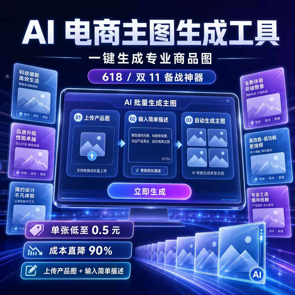 ai一键生成主图详情电商作图工具软件批量生成提示词自动工作流稳