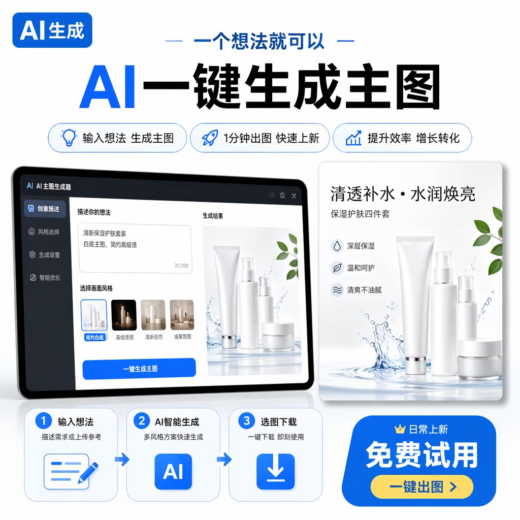 ai一键生成主图详情电商作图工具软件批量生成提示词自动工作流稳