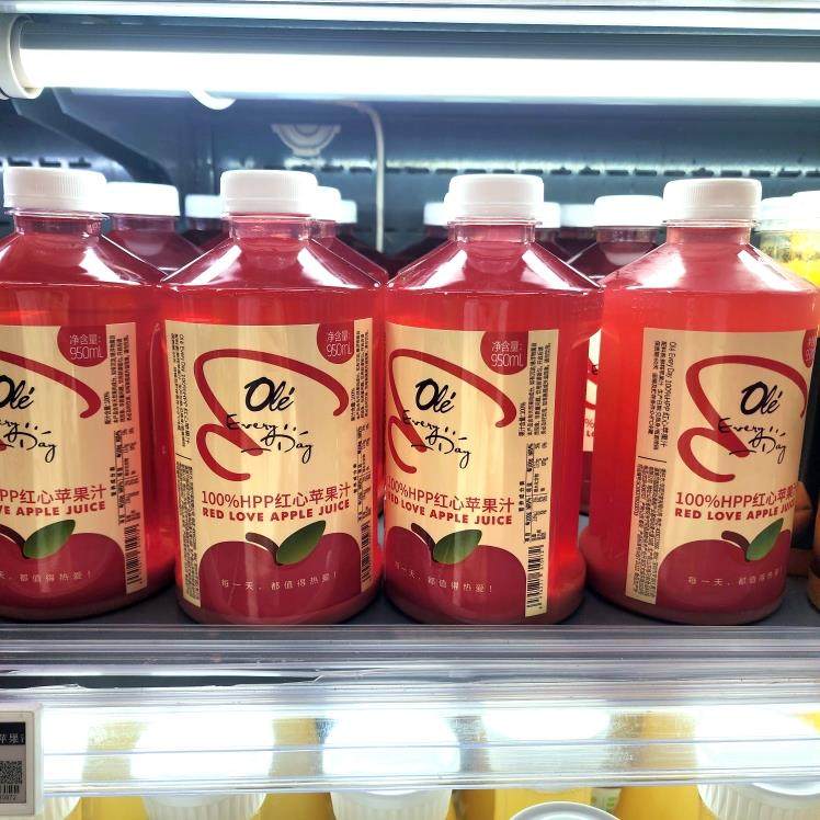 ole精品超市鲜榨100%HPP红心苹果汁富士苹果汁橙汁包邮网红果汁